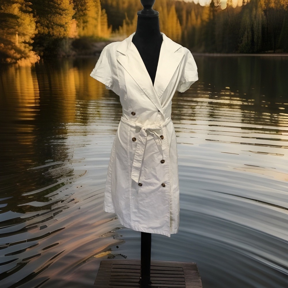 Perry Ellis Dress 14 Cream Button Down Shirt Style